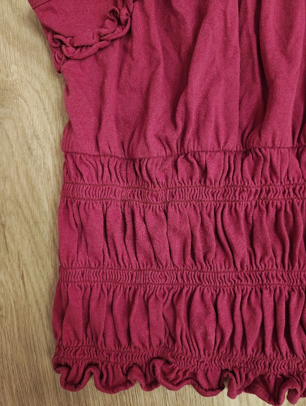 LOFT Ruffled Smocked Tank in Raspberry - Picture 4 of 6
